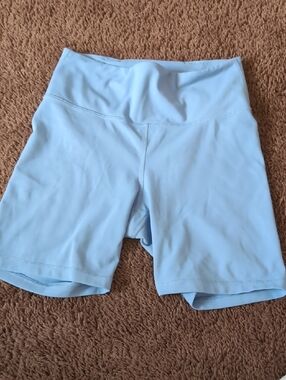 Light Blue Women's High-Waist Active Shorts